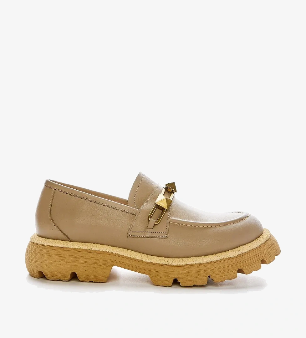 Valmenti Zeta Kadın Vizon Hakiki Deri Loafer Ayakkabı - Görsel 1