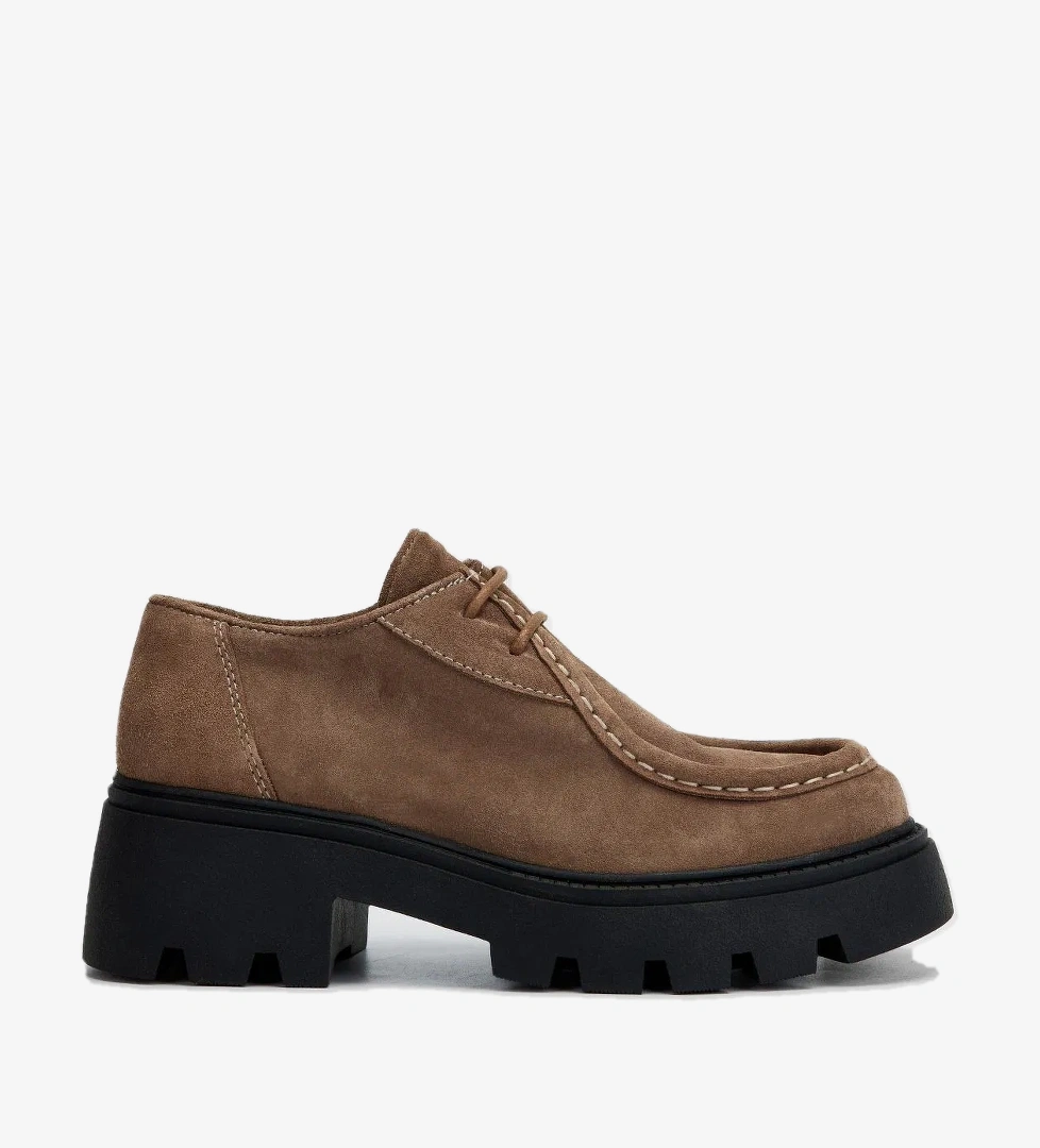 Valmenti Kadın Tütün Süet Hakiki Deri Casual Ayakkabı - Görsel 1