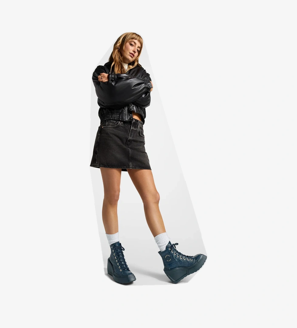 Converse Converse Chuck 70 De Luxe Wedge Unisex Lacivert Deri Platform Sneaker model görseli