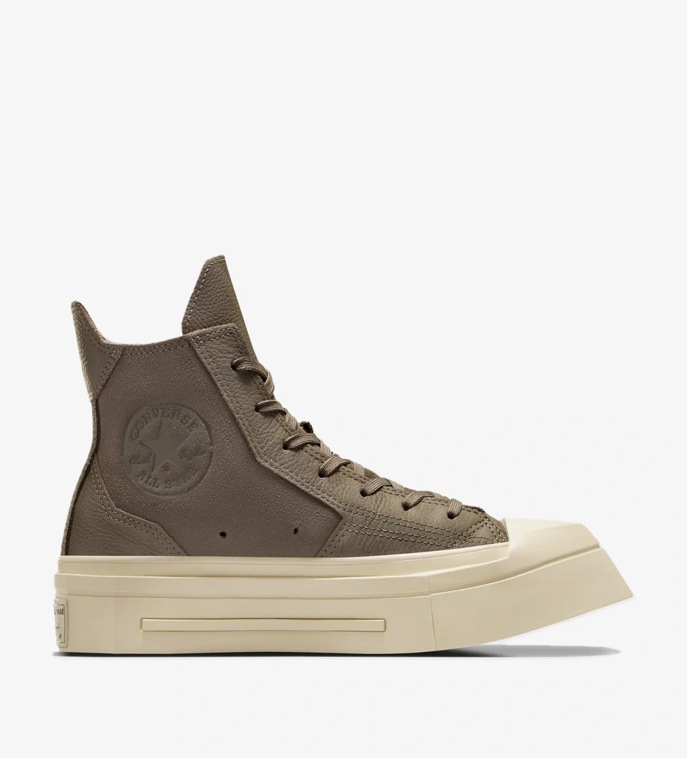 Converse Chuck 70 De Luxe Squared Unisex Haki Deri Platform Sneaker