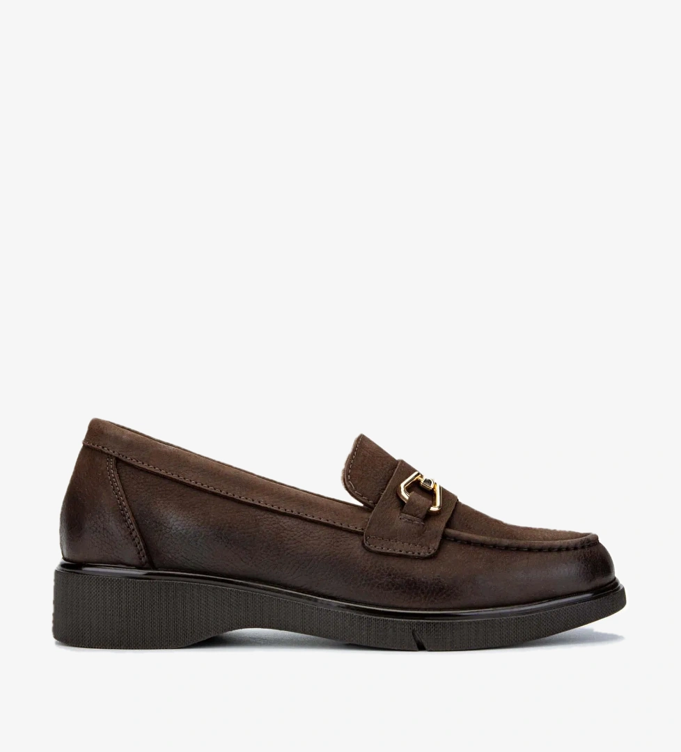 Tamer Tanca Tamer Tanca Kadın Hakiki Deri Kahverengi Nubuk Loafer Ayakkabı model görseli