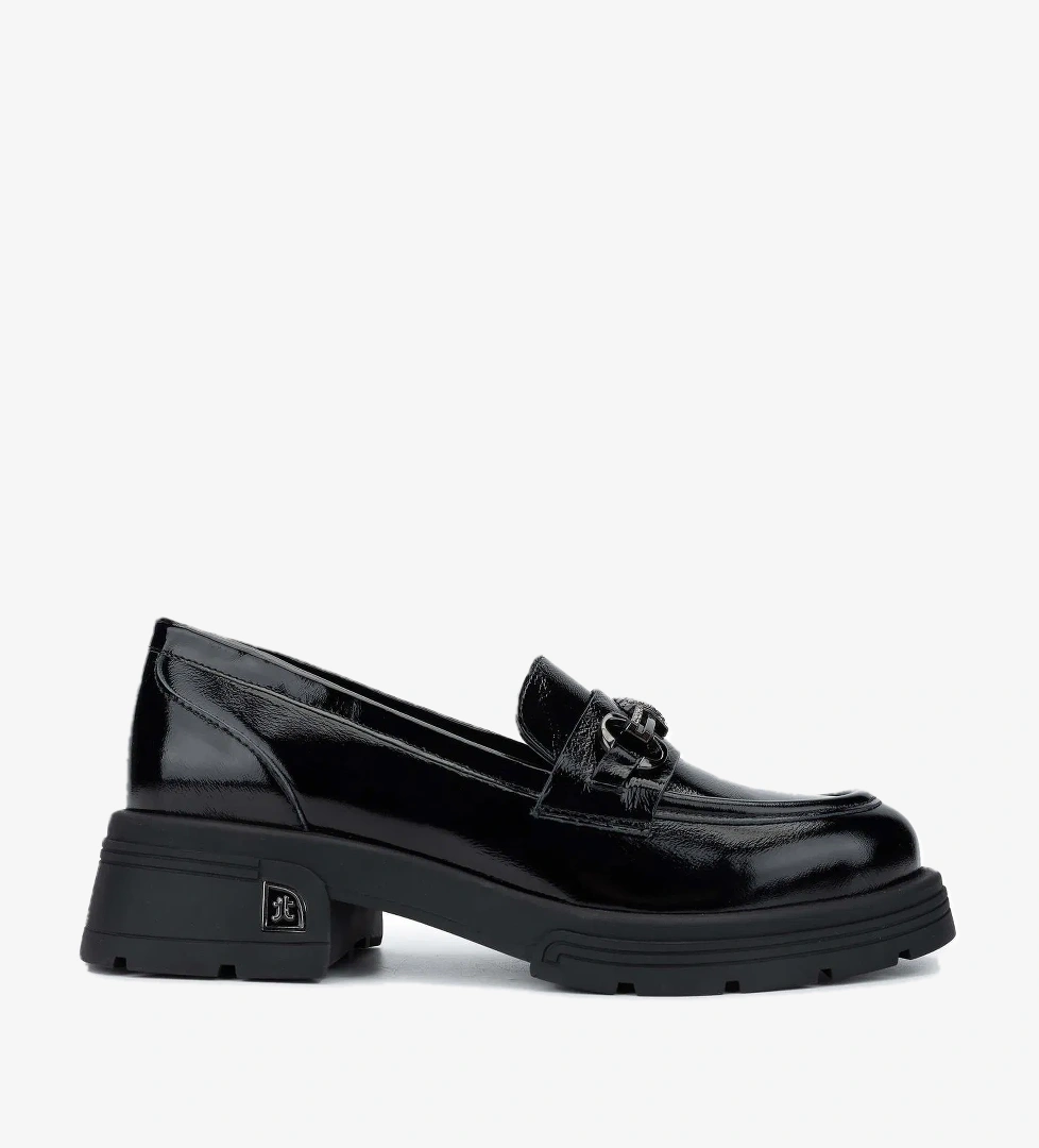 Tamer Tanca Kadın Hakiki Deri Siyah Rugan Loafer Ayakkabı - Görsel 1