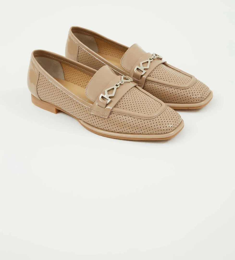 Tamer Tanca Tamer Tanca Krem Kadın Hakiki Deri Vizon Rugan Makosen Ayakkabı Casual Ayakkabı | FashFed Krem - 1. görsel