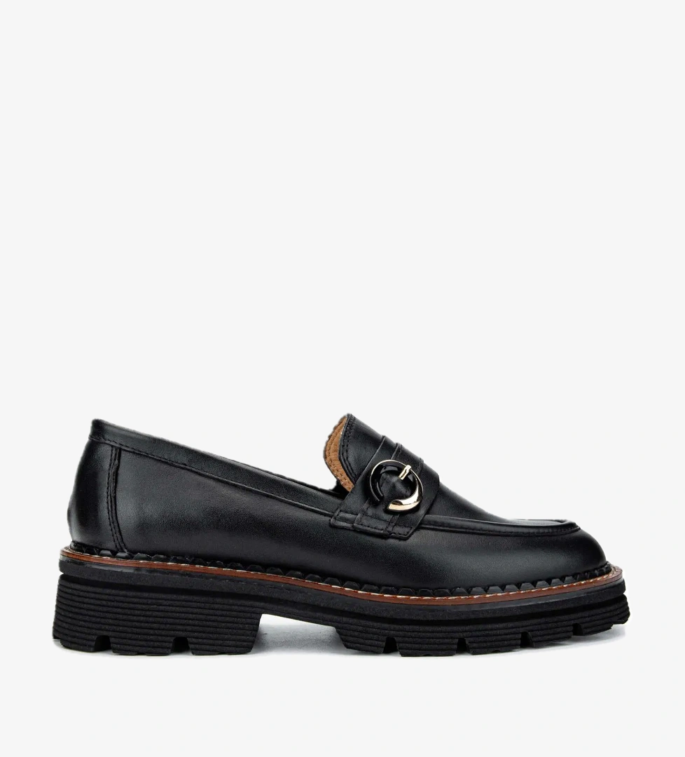 Tamer Tanca Kadın Hakiki Deri Siyah Deri Loafer Ayakkabı - Görsel 1