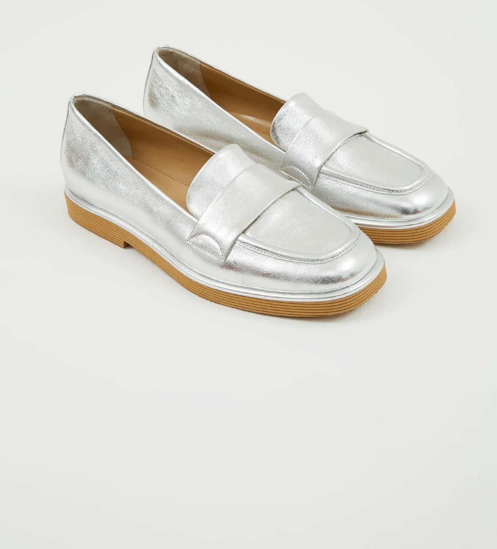 Tamer Tanca Tamer Tanca Gri Kadın Hakiki Deri Lame Makosen Ayakkabı Casual Ayakkabı | FashFed Gri - 1. görsel