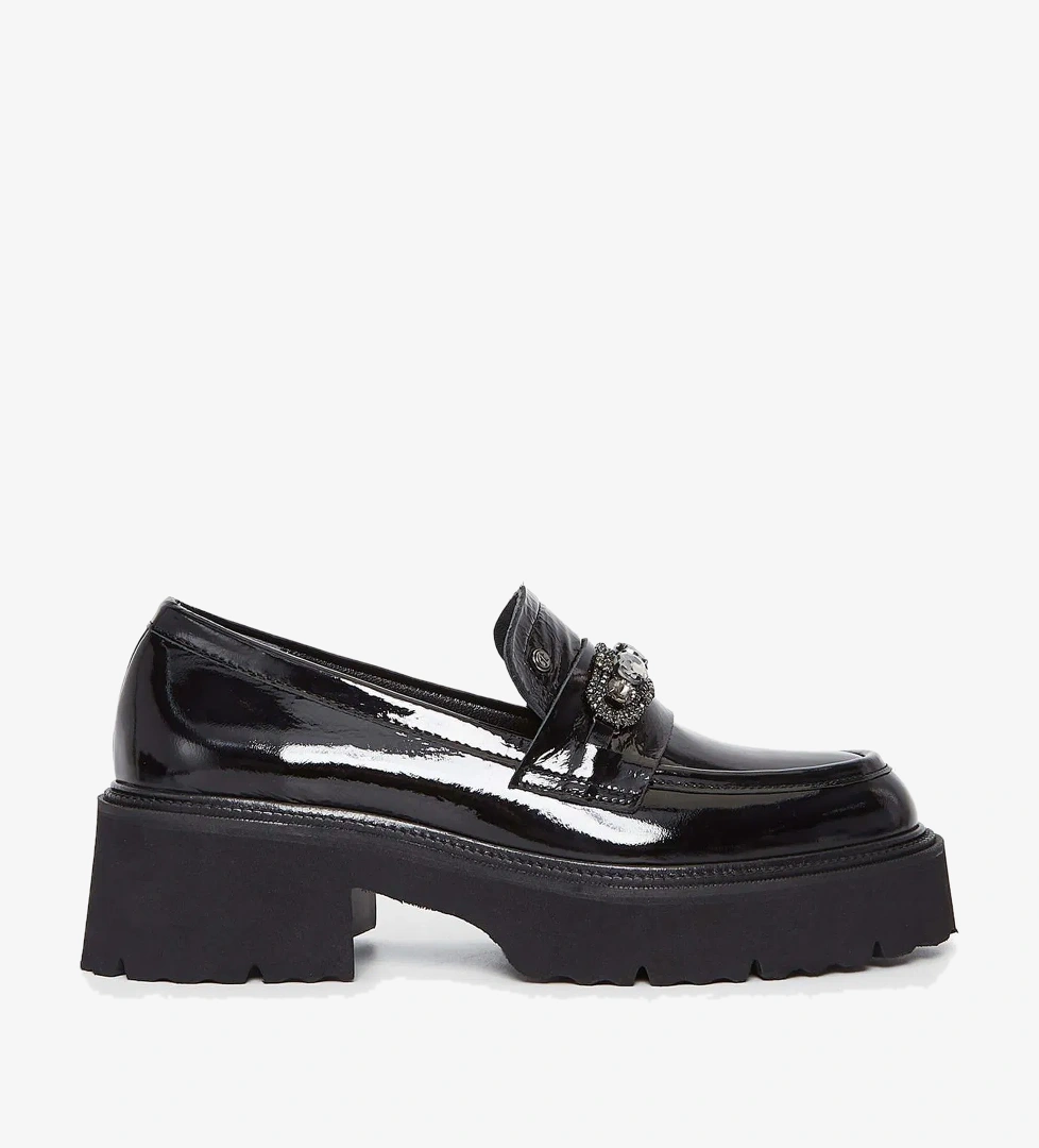 Tamer Tanca Tamer Tanca Kadın Hakiki Deri Siyah Rugan Loafer Ayakkabı Casual Ayakkabı | FashFed Siyah - 1. görsel