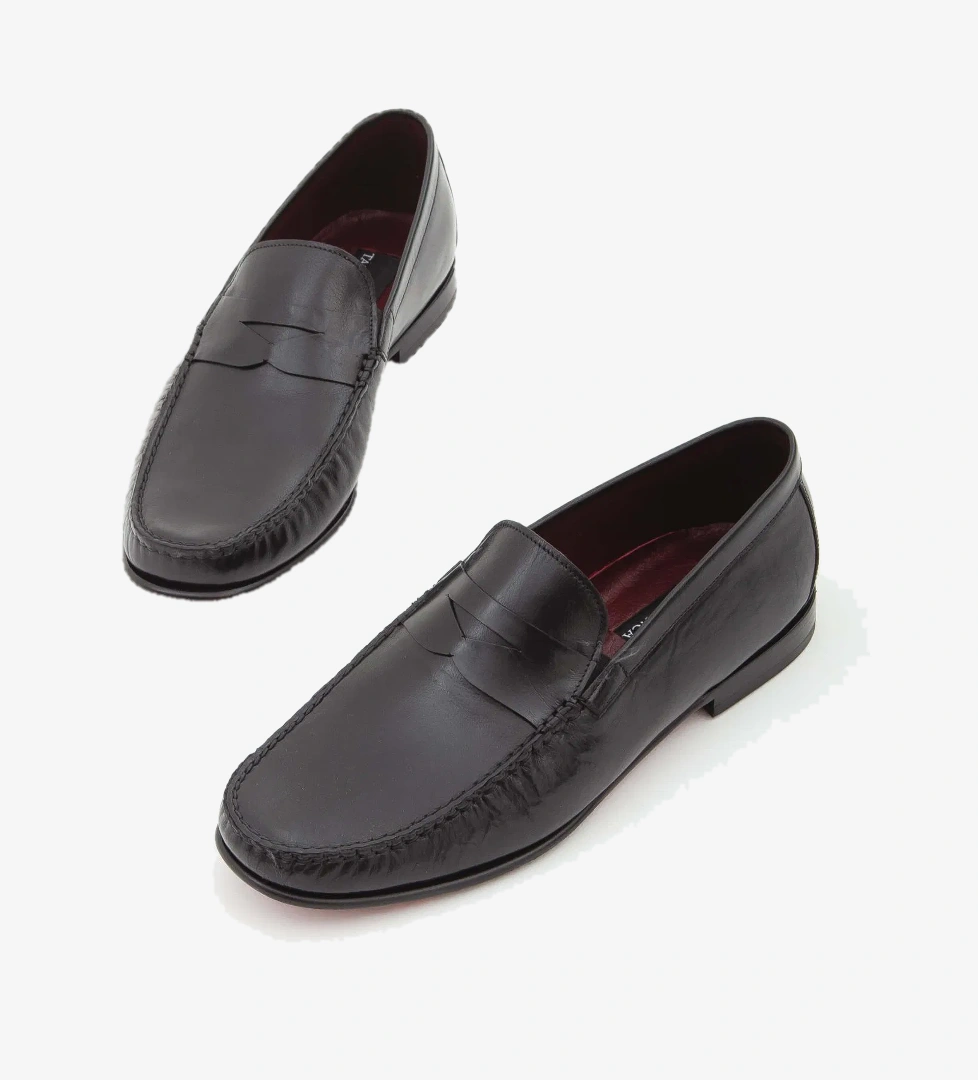 Tamer Tanca Erkek Hakiki Deri Siyah Bufalo Rok Ayakkabı - Görsel 1