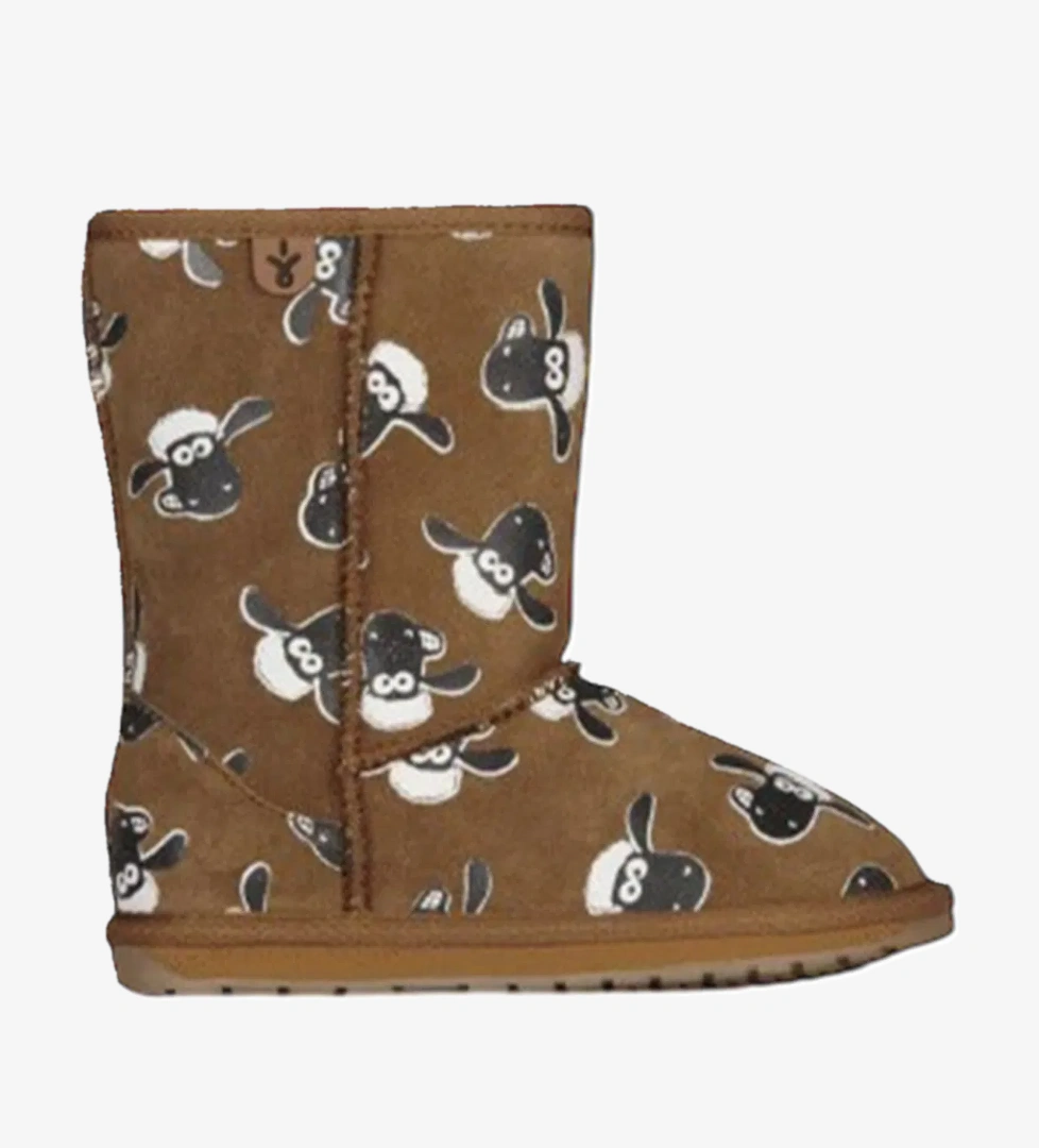 Emu Australia Emu Australia Shaun The Sheep Print Unisex Çocuk Kahverengi Bot model görseli
