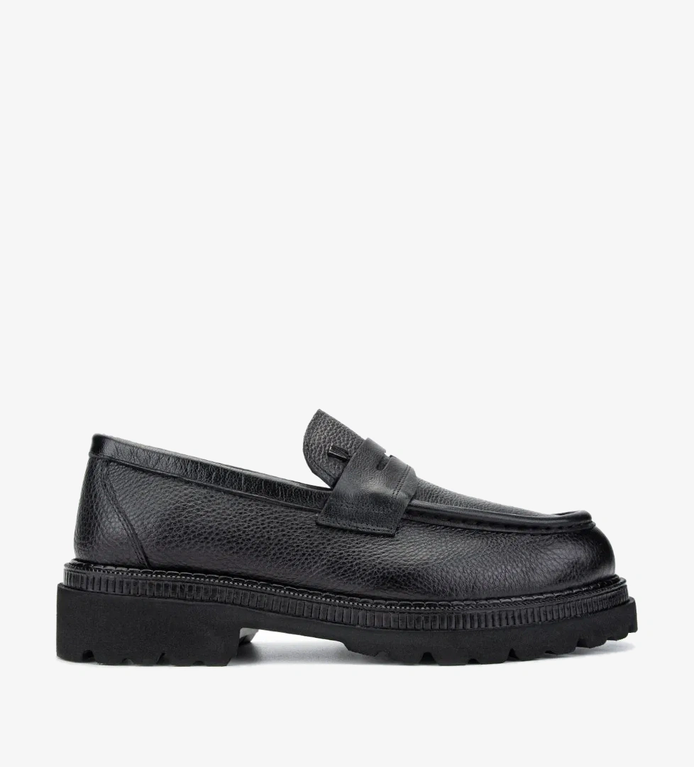 Valmenti Erkek Hakiki Deri Siyah Floter Loafer Ayakkabı - Görsel 1
