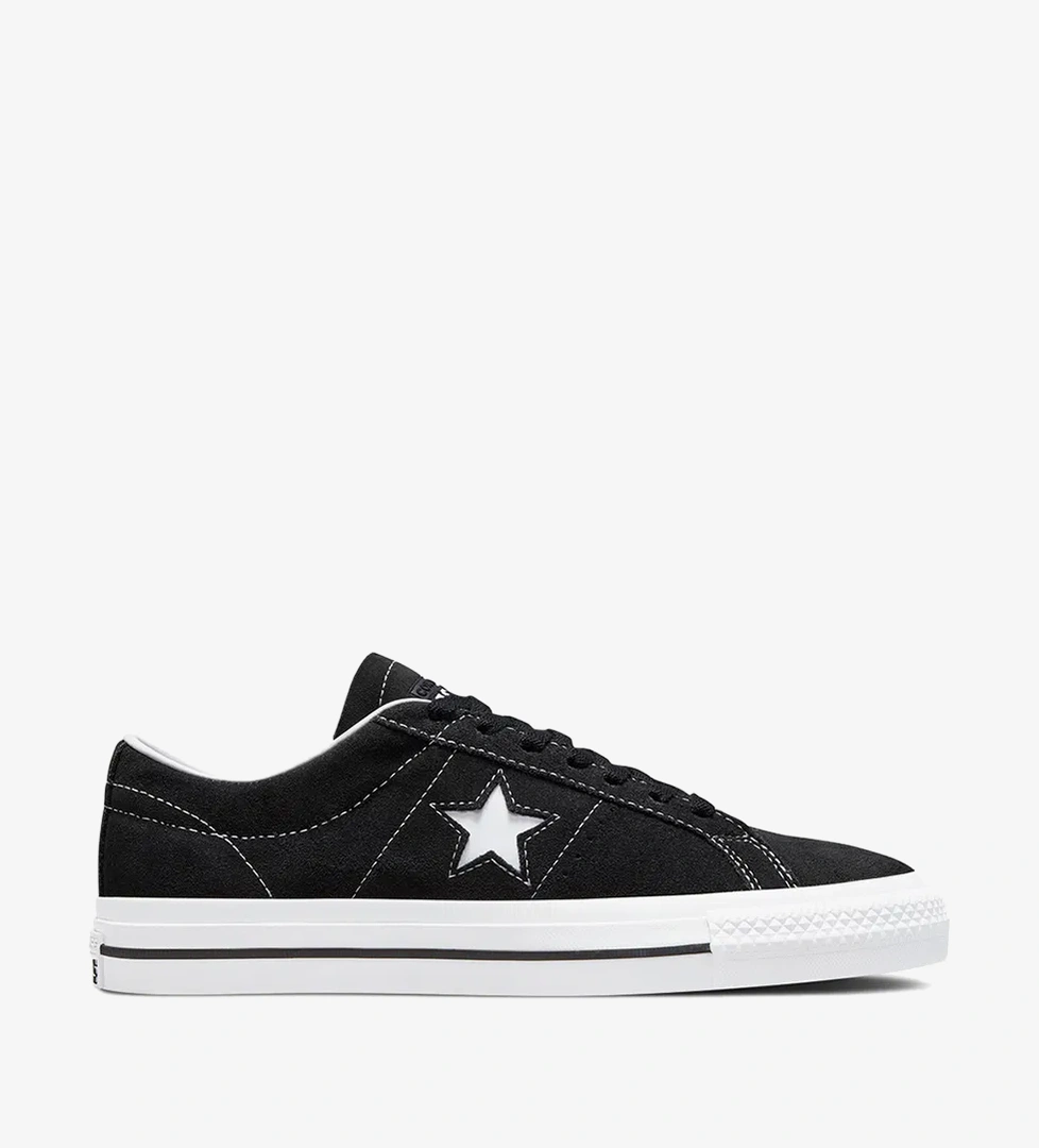 Converse One Star Pro Low Unisex Siyah Deri Sneaker - Görsel 1