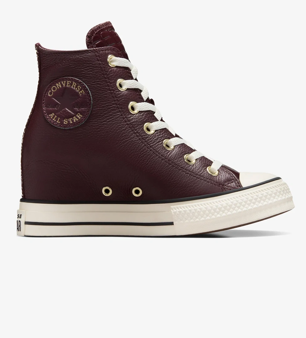 Converse Chuck Taylor All Star Wedge Unisex Bordo Deri Platform Sneaker
