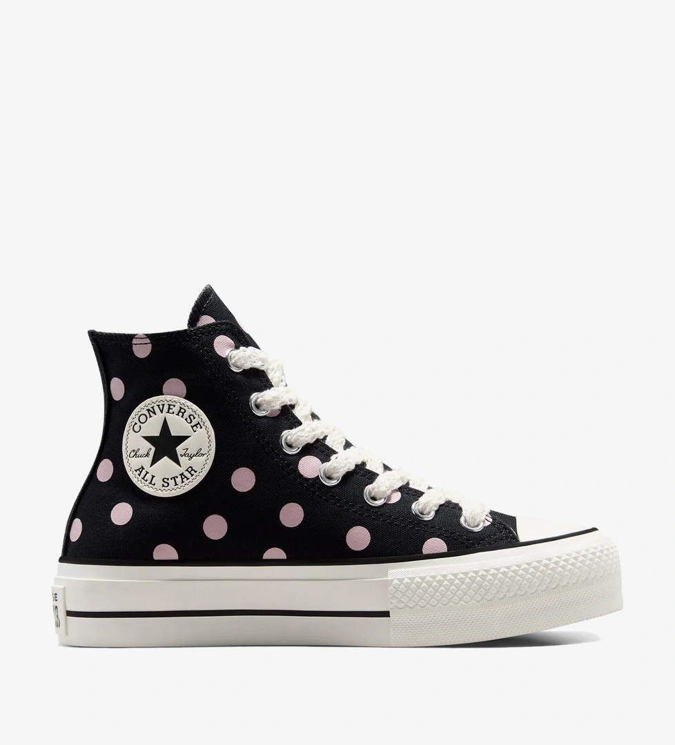 Converse Chuck Taylor All Star Lift Polka Dots Kadın Siyah Platform Sneaker