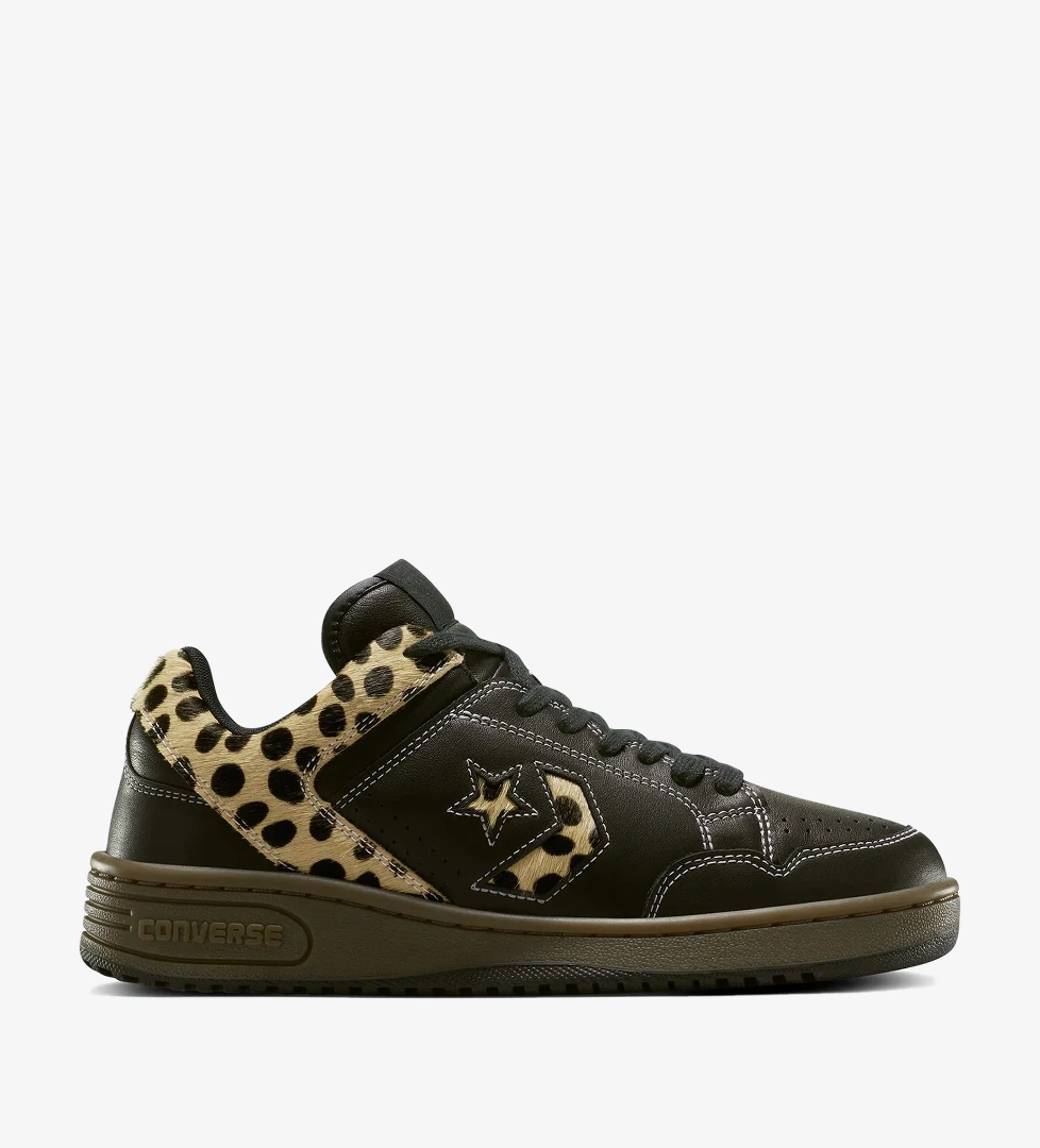 Converse Weapon Leopard Print Pony Hair Unisex Siyah Deri Sneaker