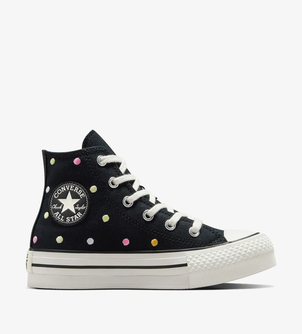 Converse Chuck Taylor All Star EVA Lift Polka Dots Çocuk Siyah Platform Sneaker
