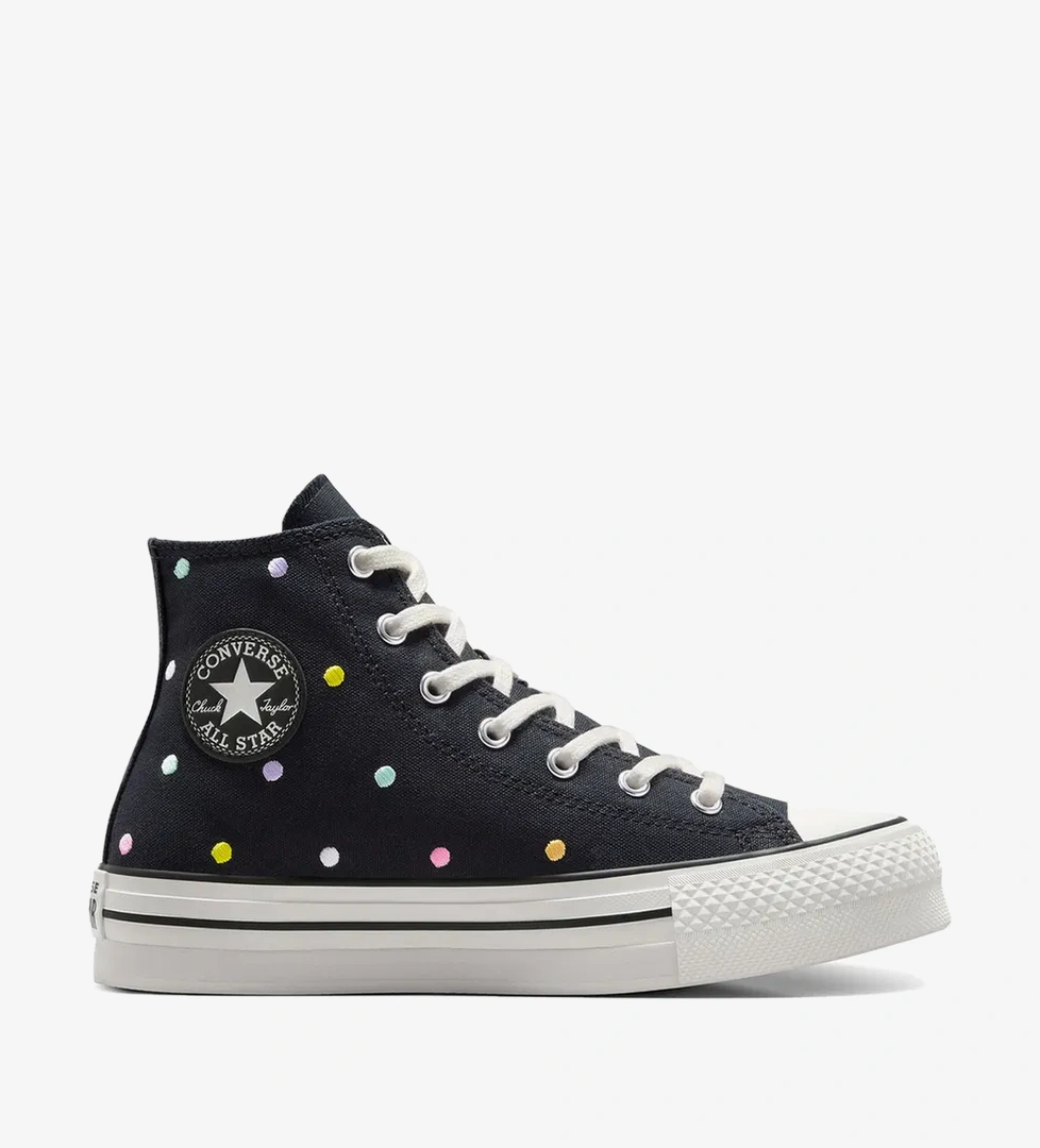 Converse Chuck Taylor All Star EVA Lift Polka Dots Çocuk Siyah Platform Sneaker