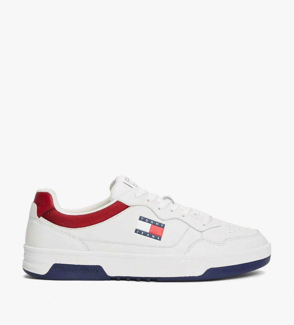 Tommy Hilfiger Jeans Cupsole Leather Erkek Beyaz Spor Ayakkabı - Görsel 1