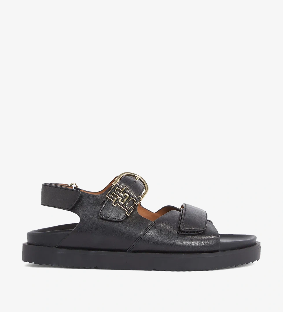 Tommy Hilfiger Leather Sporty Kadın Siyah Sandalet - Görsel 1