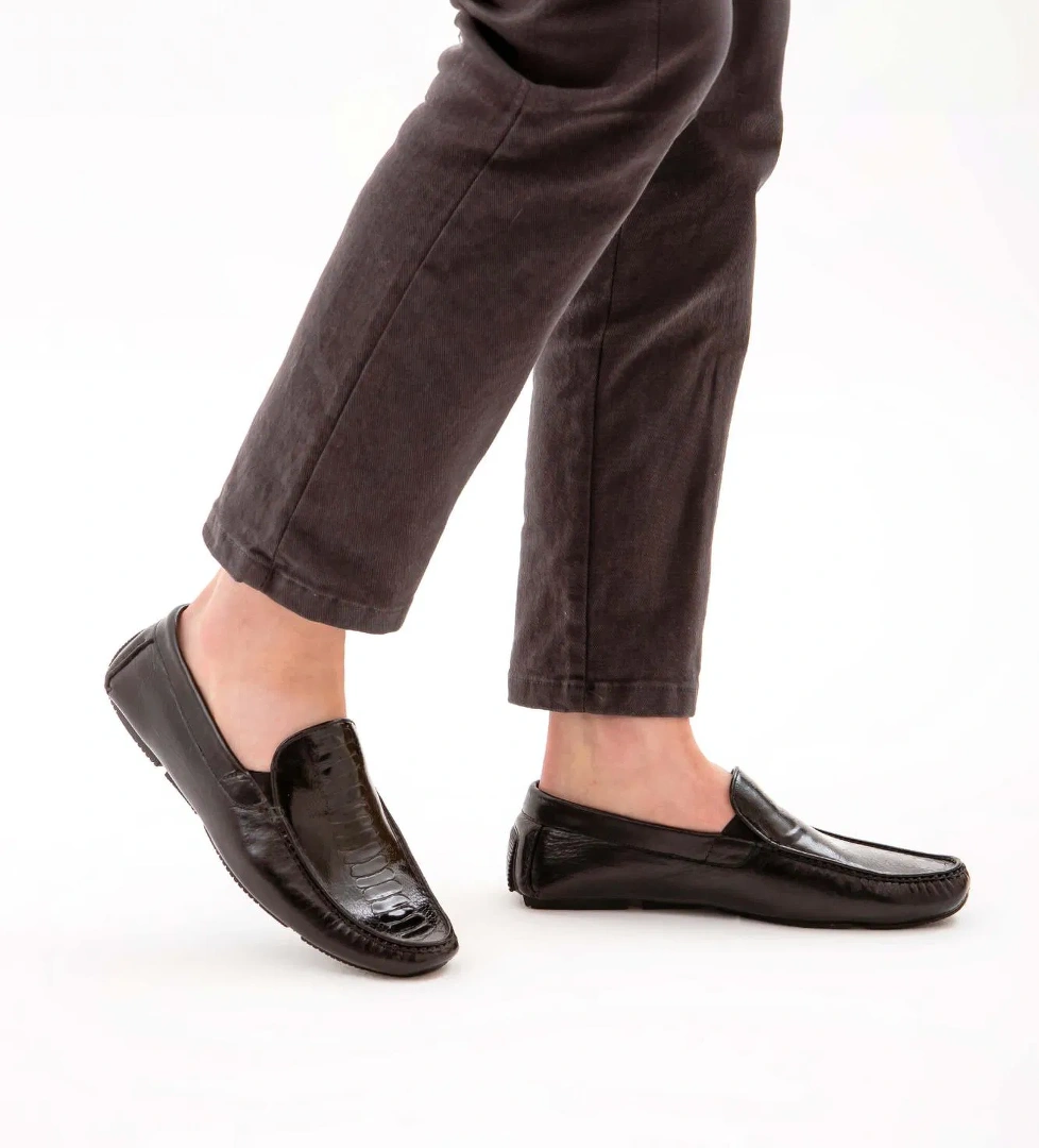 Tamer Tanca Tamer Tanca Erkek Hakiki Deri Siyah Bufalo Driver Ayakkabı Casual Ayakkabı | FashFed Siyah - 1. görsel