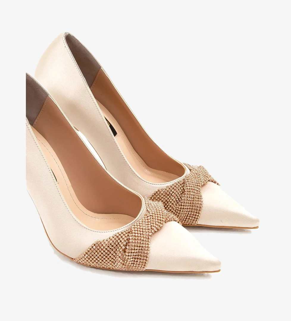 Tamer Tanca Tamer Tanca Kadın Vegan Bej Stiletto Ayakkabı model görseli