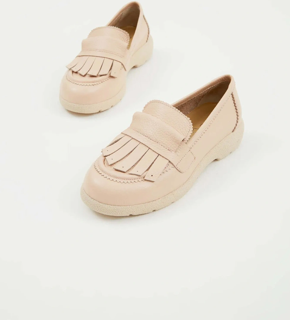 Tamer Tanca Tamer Tanca Bej Kadın Hakiki Deri Nude Loafer Ayakkabı Casual Ayakkabı | FashFed Bej - 1. görsel