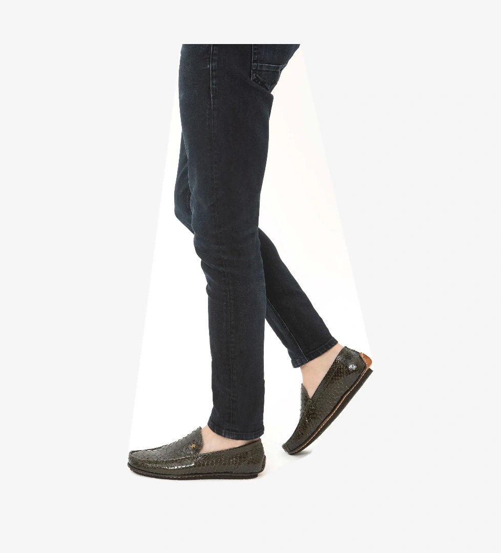 Tamer Tanca Tamer Tanca Erkek Hakiki Deri Yeşil Yılan Driver Ayakkabı model görseli