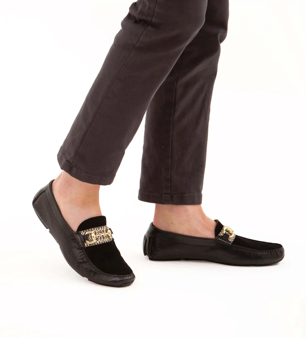 Tamer Tanca Tamer Tanca Erkek Hakiki Deri Siyah Bufalo Loafer Ayakkabı model görseli