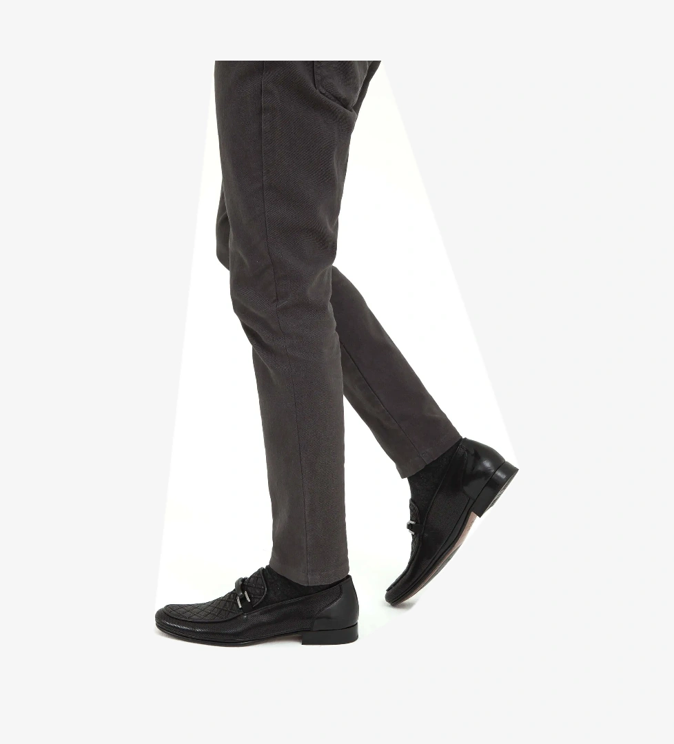 Tamer Tanca Erkek Hakiki Deri Siyah Makosen Ayakkabı - Görsel 1