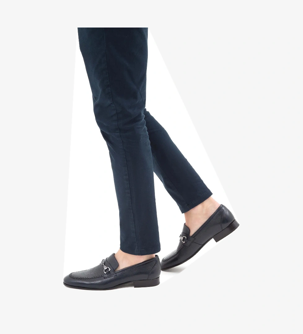 Tamer Tanca Erkek Hakiki Deri Lacivert Makosen Ayakkabı - Görsel 1