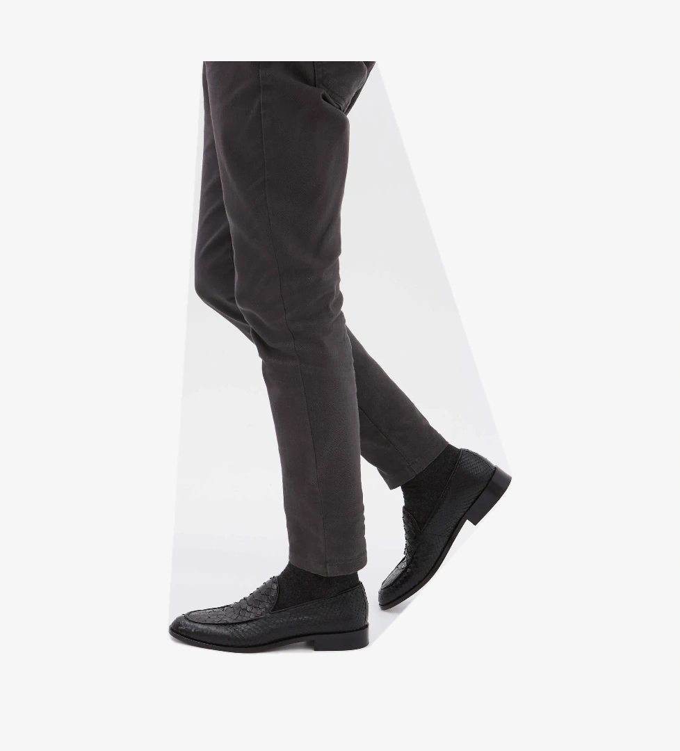 Tamer Tanca Erkek Hakiki Deri Siyah Makosen Ayakkabı - Görsel 1