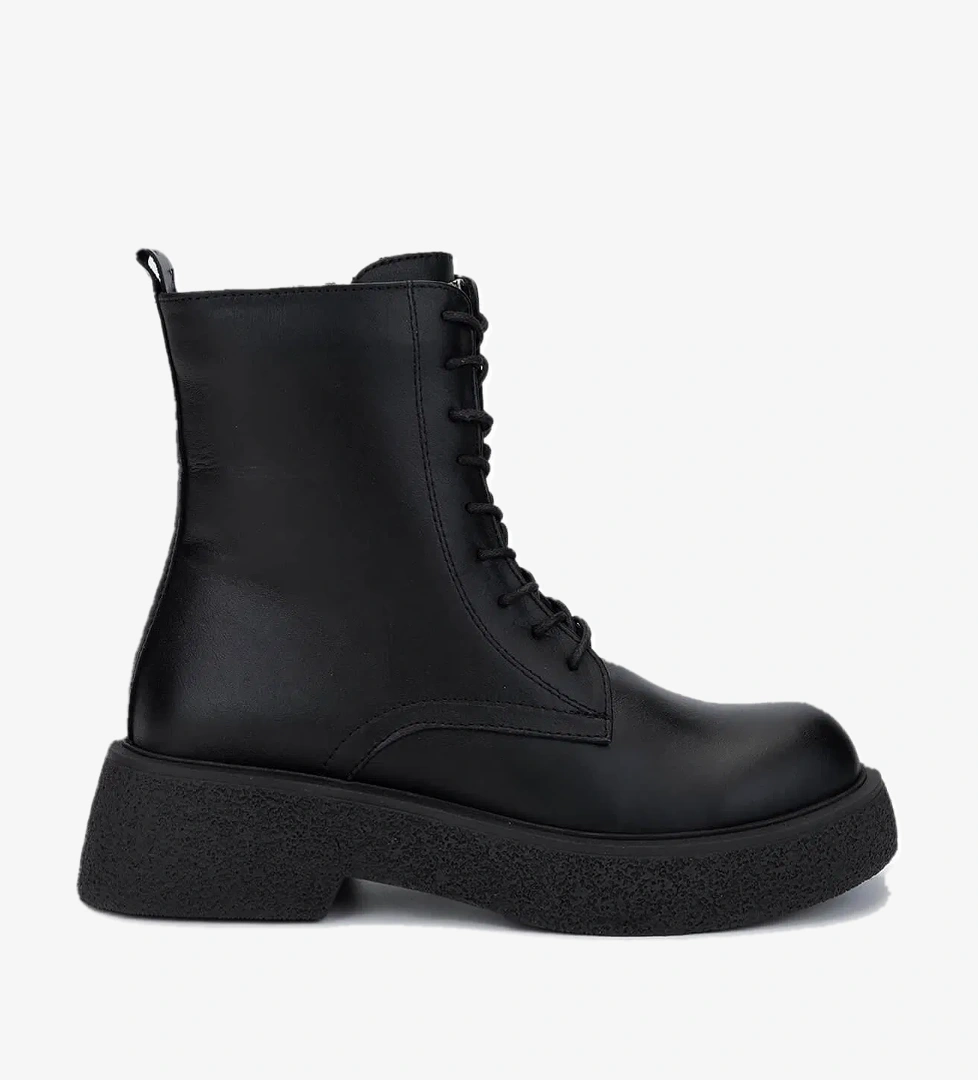 Tamer Tanca Kadın Hakiki Deri Siyah Deri Casual Bot - Görsel 1