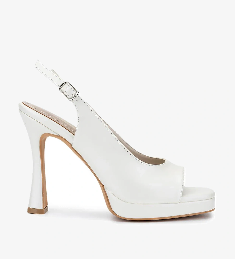 Tamer Tanca Kadın Vegan Beyaz Sedef Topuklu Ayakkabı - Görsel 1