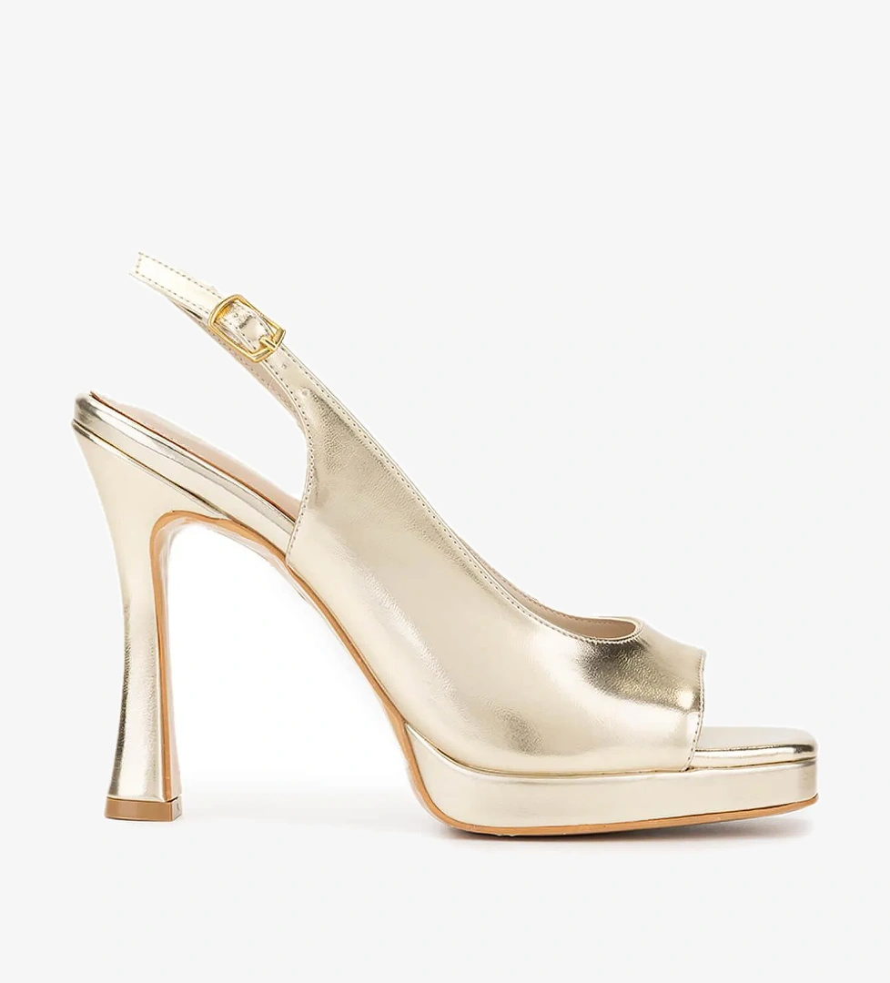 Tamer Tanca Kadın Vegan Dore Topuklu Ayakkabı - Görsel 1