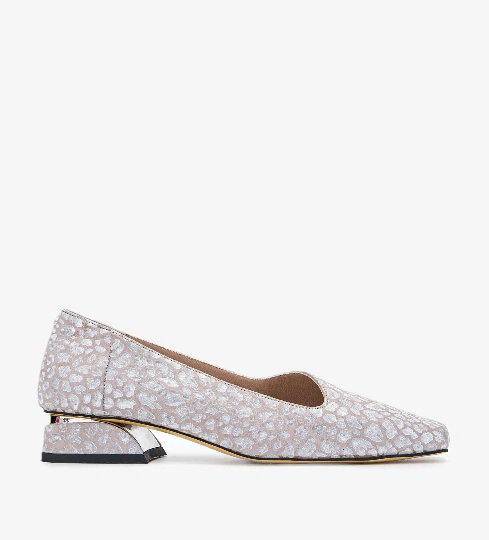 Tamer Tanca Kadın Hakiki Deri Lame Baskılı Topuklu Ayakkabı - Görsel 1