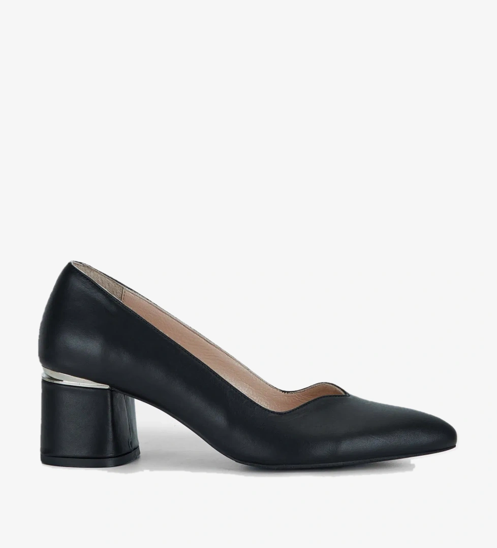 Tamer Tanca Kadın Hakiki Deri Siyah Deri Topuklu Ayakkabı - Görsel 1
