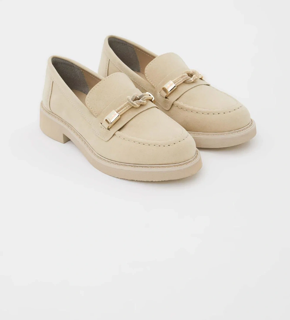 Tamer Tanca Tamer Tanca Kadın Vegan Bej Loafer Ayakkabı model görseli