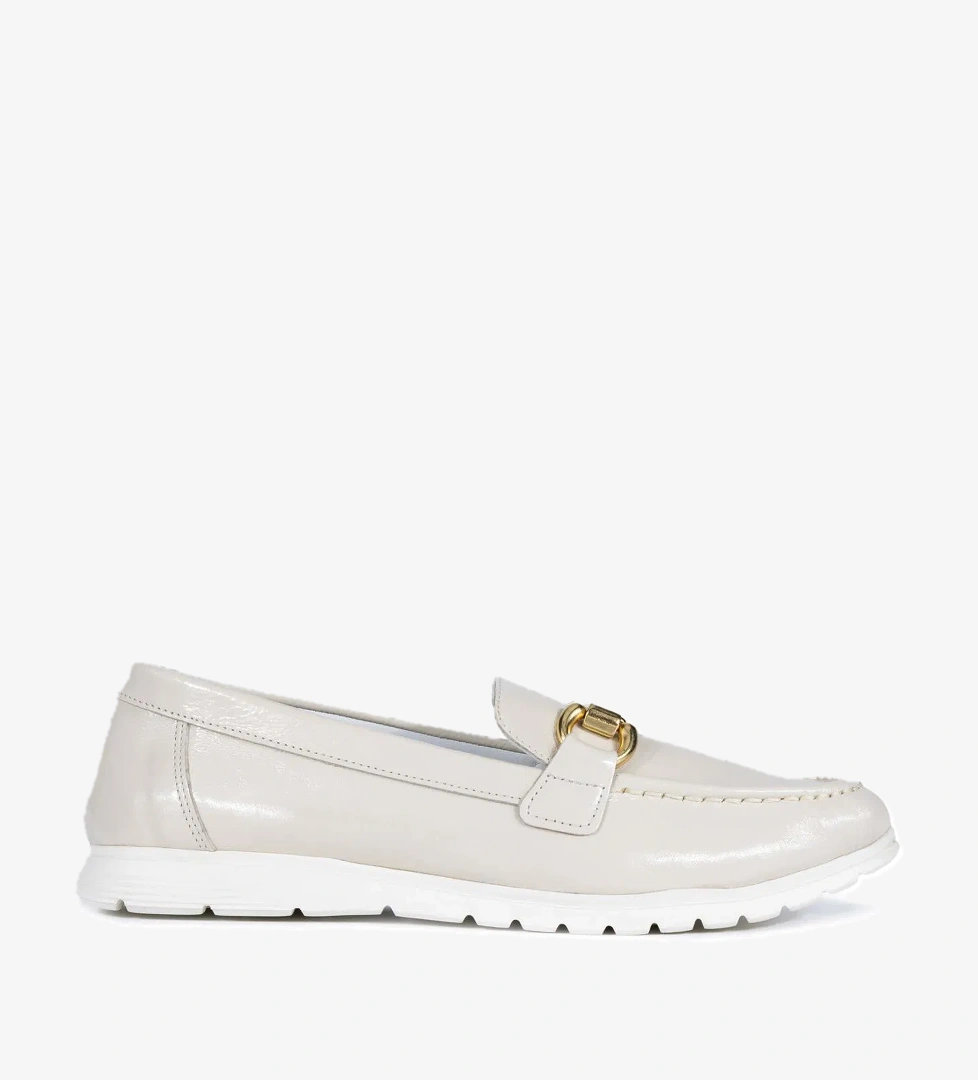 Tamer Tanca Kadın Hakiki Deri Bej Loafer Ayakkabı - Görsel 1