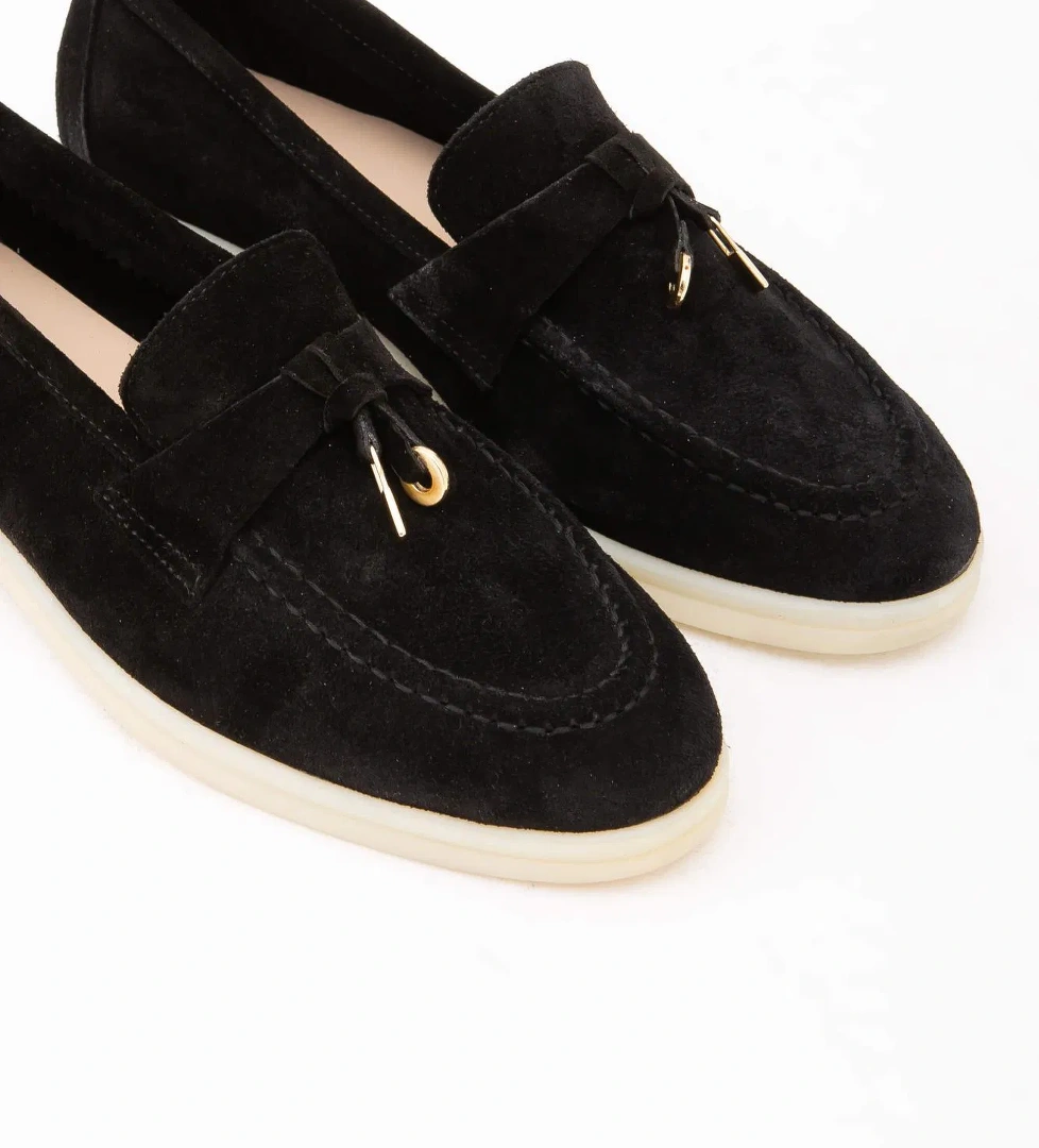 Tamer Tanca Kadın Hakiki Deri Siyah Loafer Ayakkabı - Görsel 1