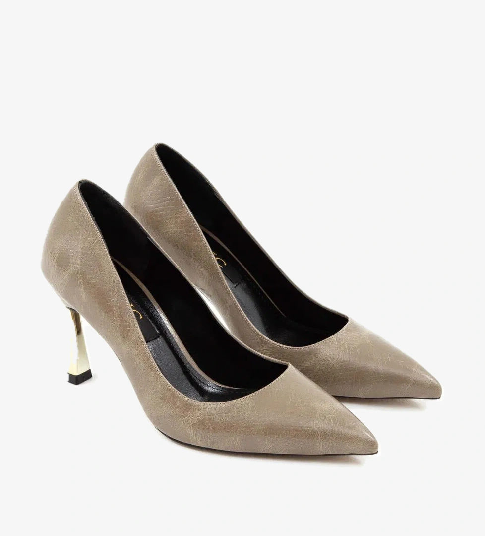 Tamer Tanca Tamer Tanca Bej Kadın Vegan Vizon Stiletto Ayakkabı Basketbol Ayakkabıları | FashFed Bej - 1. görsel