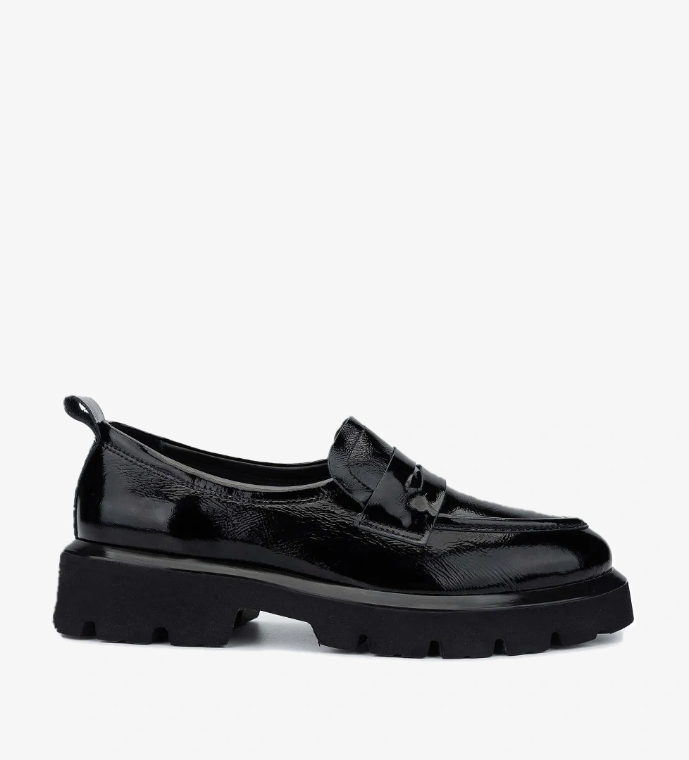 Tamer Tanca Kadın Hakiki Deri Siyah Rugan Loafer Ayakkabı - Görsel 1