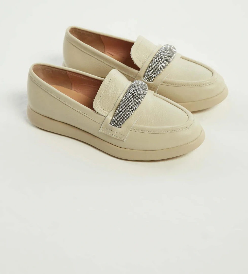 Tamer Tanca Tamer Tanca Kadın Hakiki Deri Bej Loafer Ayakkabı model görseli