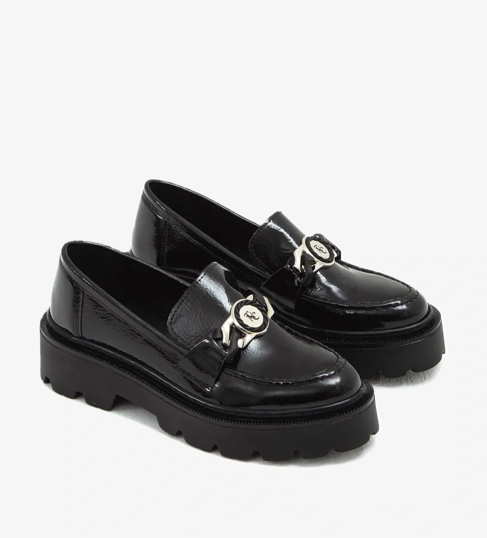 Tamer Tanca Kadın Vegan Siyah Rugan Loafer Ayakkabı - Görsel 1