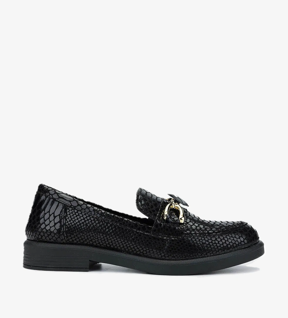 Tamer Tanca Tamer Tanca Kadın Vegan Siyah Kroko Loafer Ayakkabı model görseli