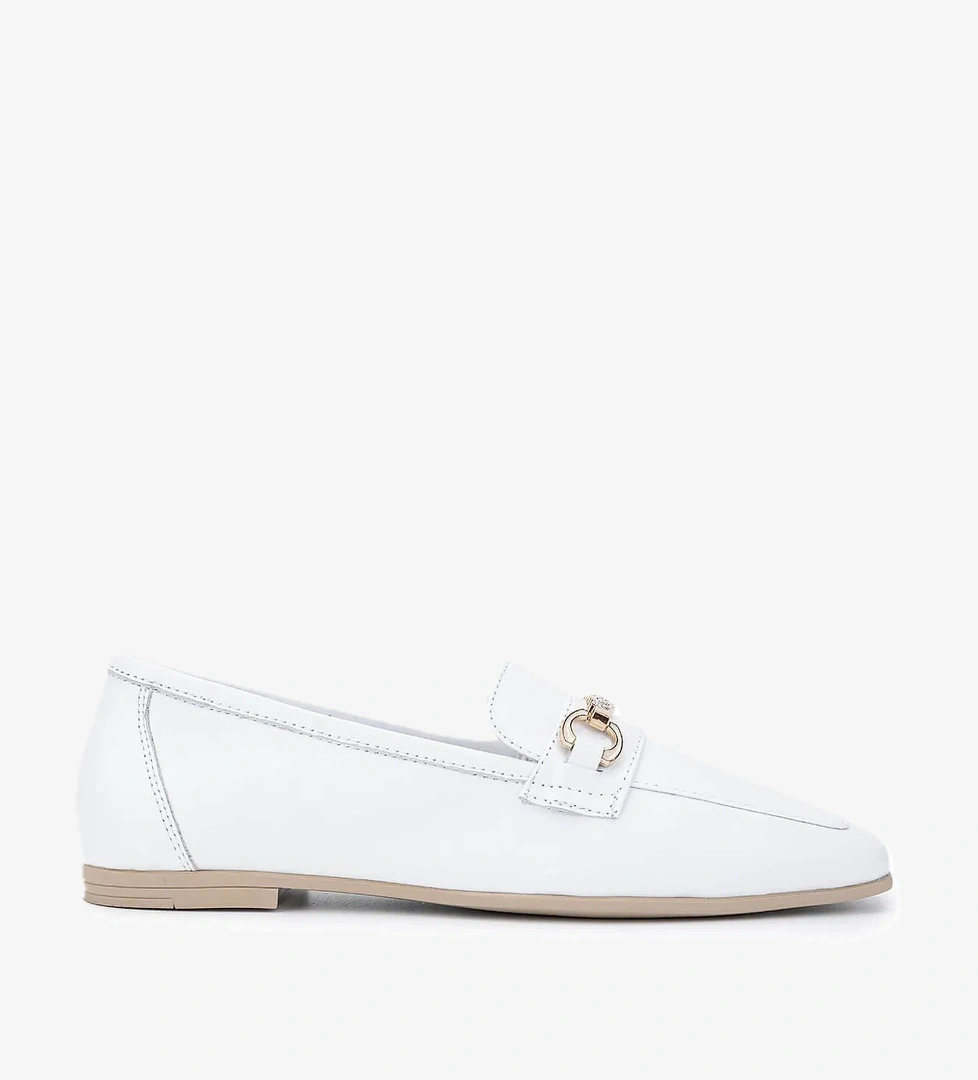 Tamer Tanca Kadın Hakiki Deri Beyaz Loafer Ayakkabı - Görsel 1