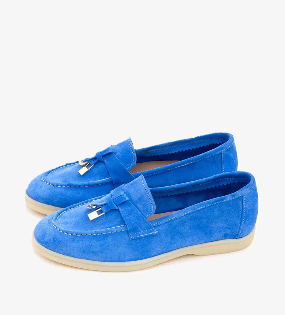 Tamer Tanca Kadın Hakiki Deri Mavi Loafer Ayakkabı - Görsel 1