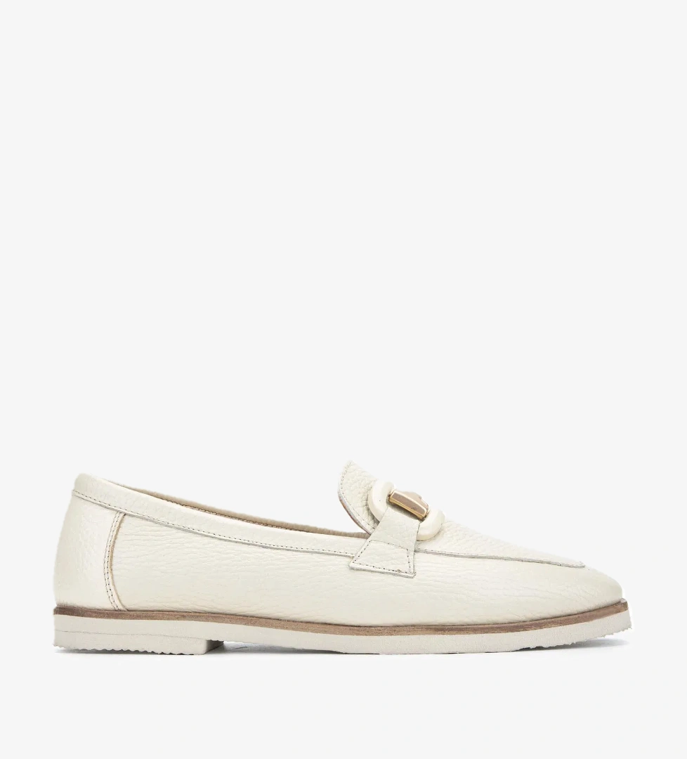 Tamer Tanca Kadın Hakiki Deri Bej Loafer Ayakkabı - Görsel 1