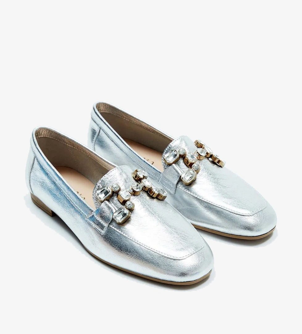 Tamer Tanca Kadın Hakiki Deri Gri Loafer Ayakkabı - Görsel 1