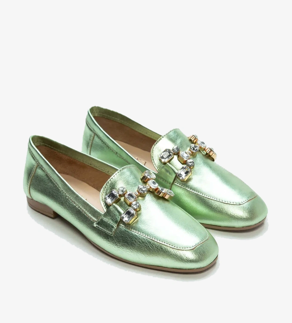Tamer Tanca Kadın Hakiki Deri Yeşil Loafer Ayakkabı - Görsel 1