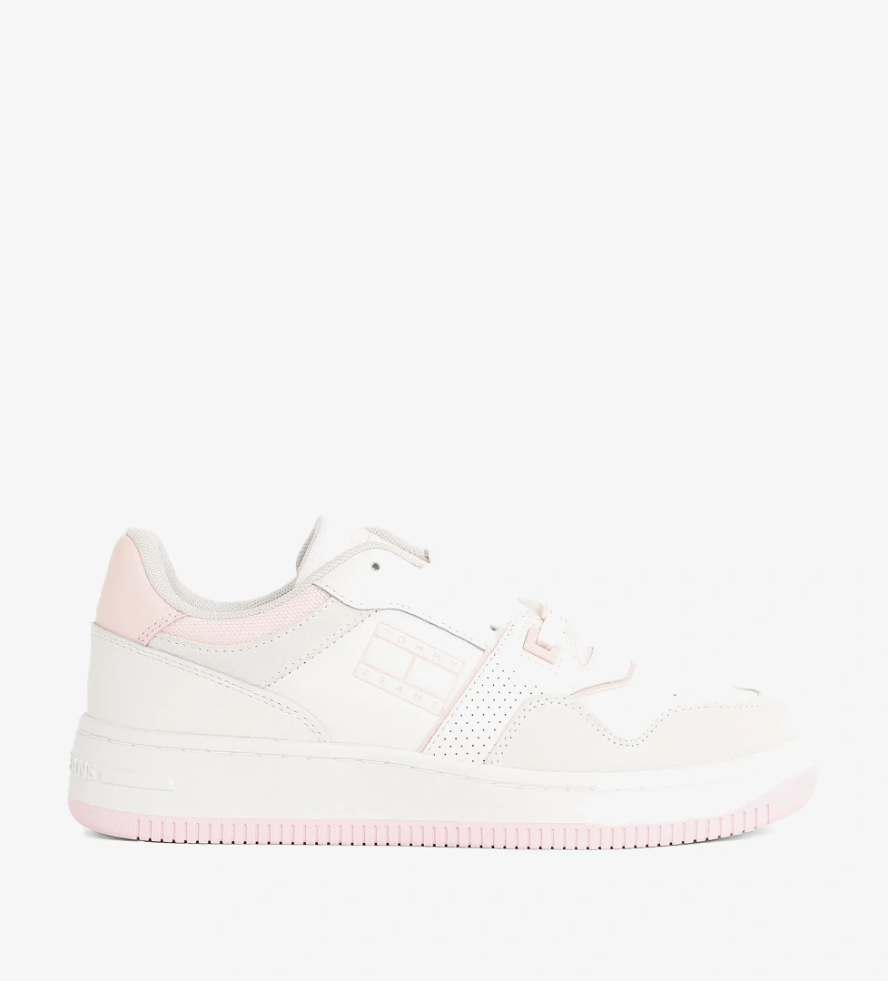 Tommy Hilfiger Retro Basket Washed Suede Kadın Pembe Sneaker - Görsel 1