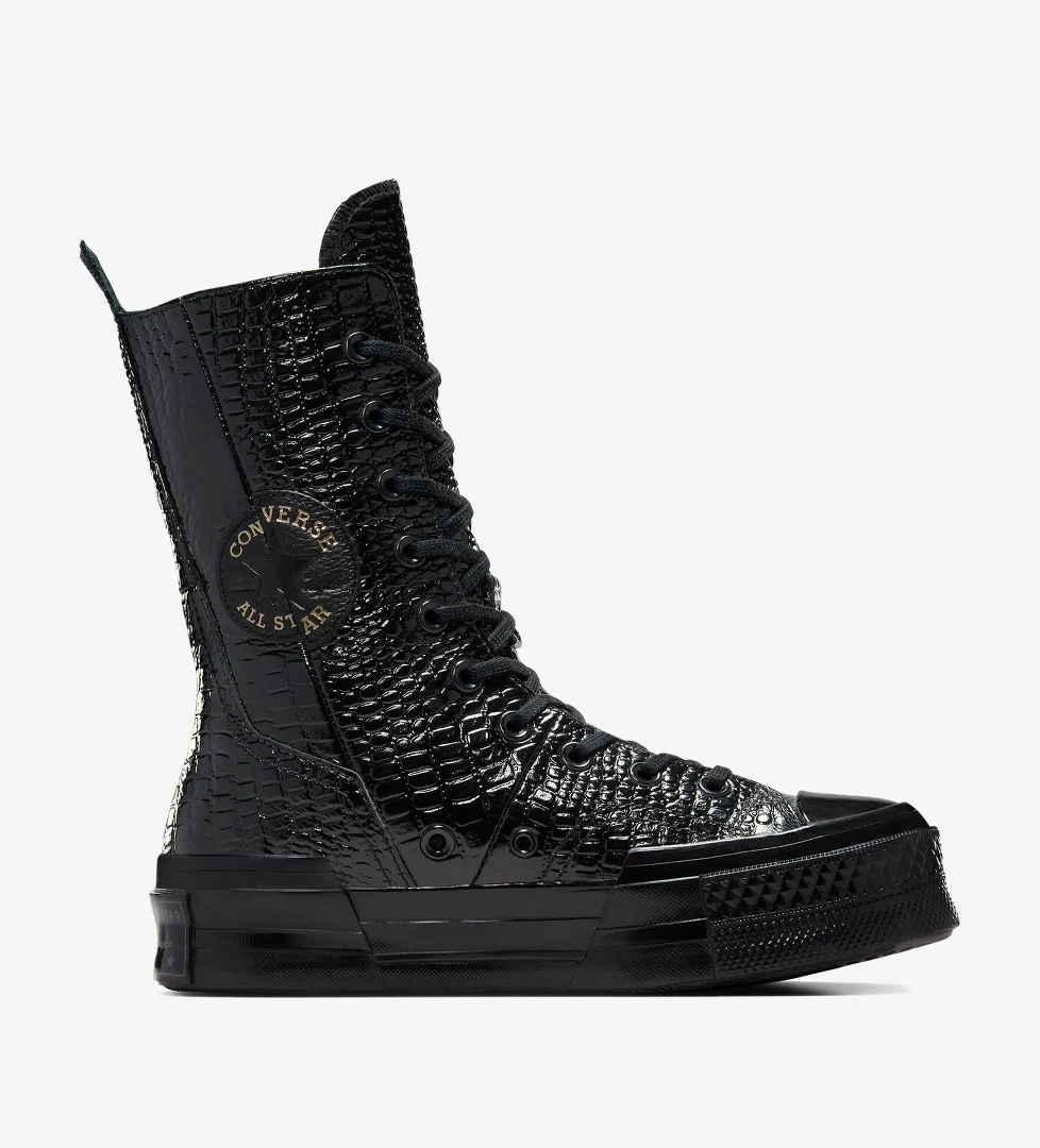 Converse Chuck 70 Plus XHi Unisex Siyah Deri Platform Sneaker