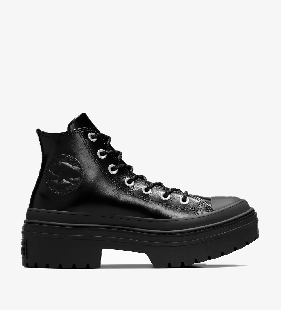 Converse Chuck Taylor All Star Lugged Heel Kadın Siyah Deri Platform Bot